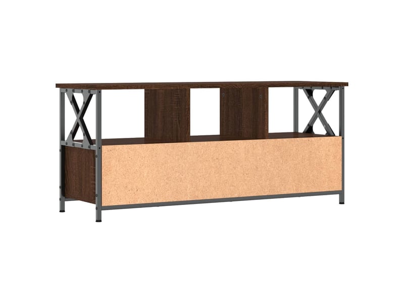  Meuble tv - banc tv - meuble de rangement chêne marron 102x33x45 cm bois d'ingénierie et fer  - Conforama E