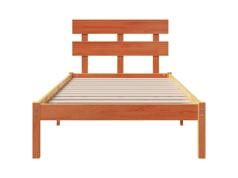 Lit simple- lit adulte - cadre de lit marron 90 x 200 cm bois de pin massif - Conforama D
