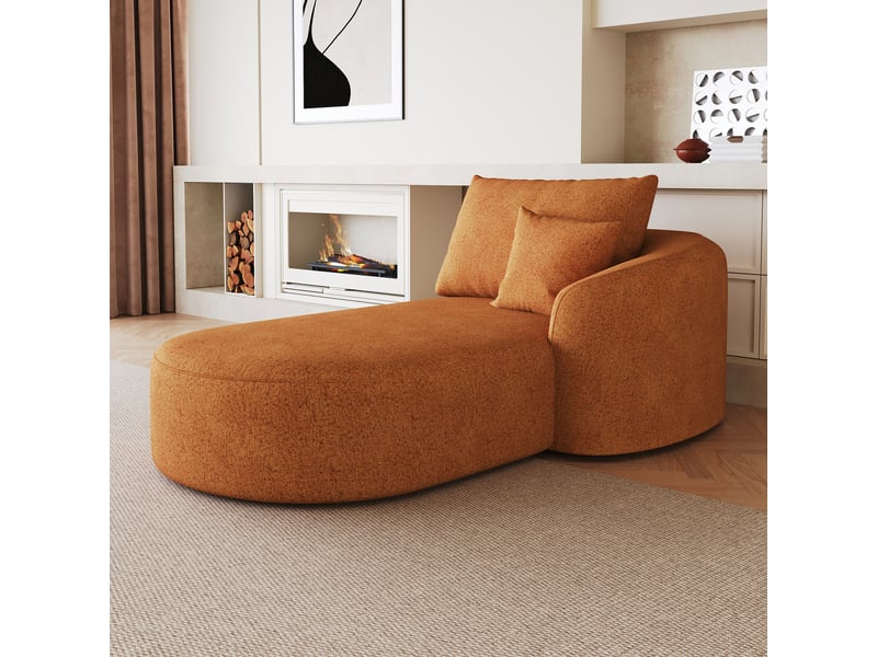  Canapé 1 place orange en tissu chenille, fauteuil lounge ergonomique avec mousse haute résilience, 168x106x85 cm  - Conforama B