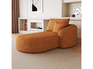 Canapé 1 place orange en tissu chenille, fauteuil lounge ergonomique avec mousse haute résilience, 168x106x85 cm