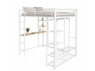 Lit mezzanine 140x200 cm MEUBLIV coloris blanc