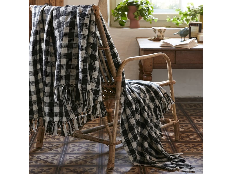  Plaid à franges 180x220 cm polyéthylène téréphtalate gabriel PD21297 - Conforama B