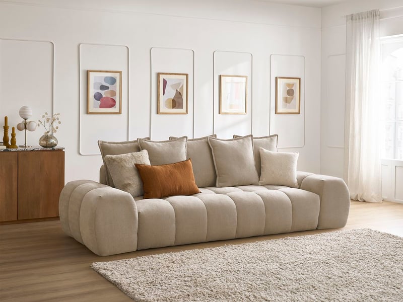  Bobochic canapé droit fixe 3 places everest tissu texturé taupe EVEREST - Conforama B