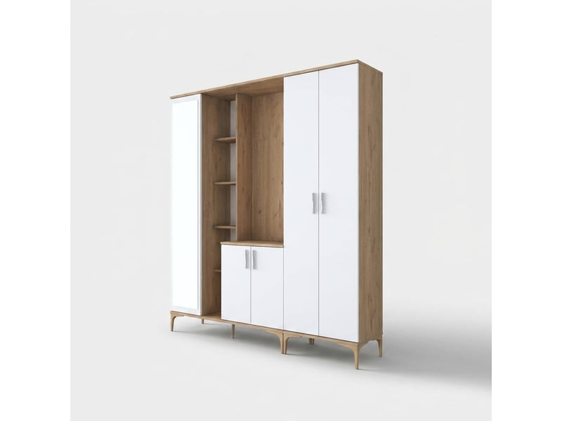  Vestiaire d'entrée mobile avec miroir et porte-manteaux orion  - Conforama A