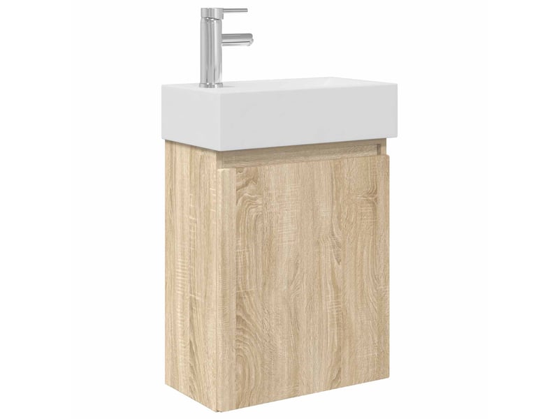  Meuble de rangement salle de bain avec robinet chêne sonoma shl213  - Conforama A