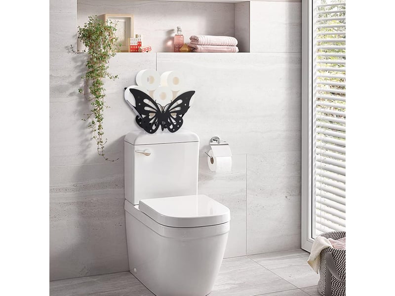  Porte-papier toilette en métal en forme de papillon – stockage et rangement, noir  - Conforama E