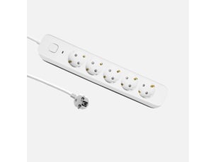 Multiprise fabrilamp dalton 5 prises avec interrupteur voyant lumineux câble 3 m 3680 w blanc gris