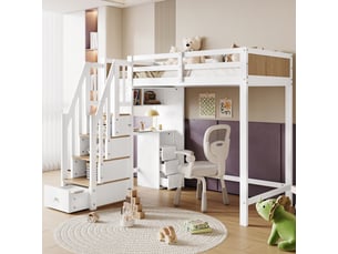 Lit mezzanine 90x200 cm <strong></strong>  <strong></strong> coloris blanc