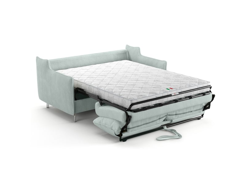  Canapé droit convertible 3 places en velours côtelé bleu pastel - ouverture express - astoria Astoria - Conforama E