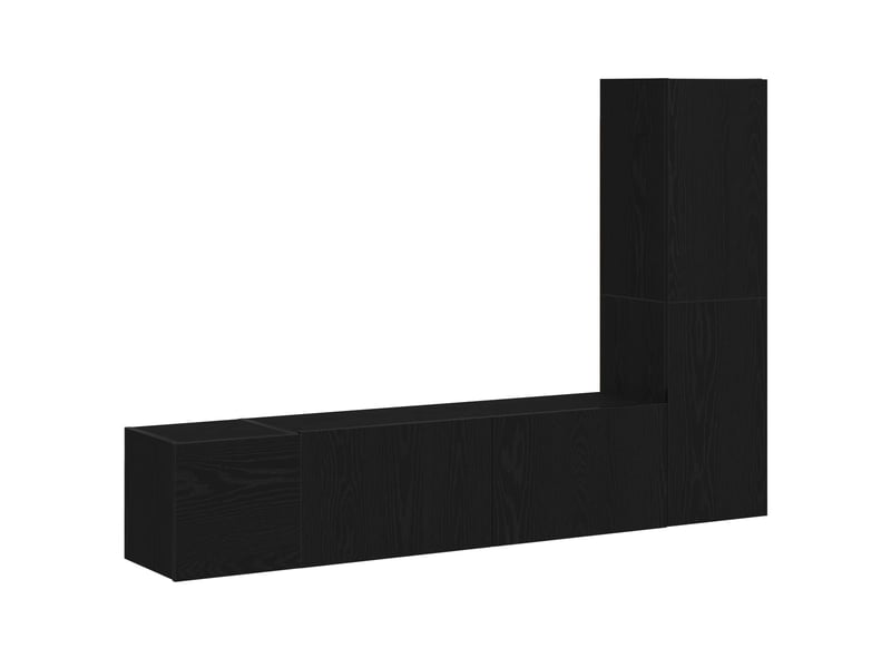  Ensemble meuble tv - banc tv - meuble de rangement 4 pcs chêne noir bois d'ingénierie  - Conforama A