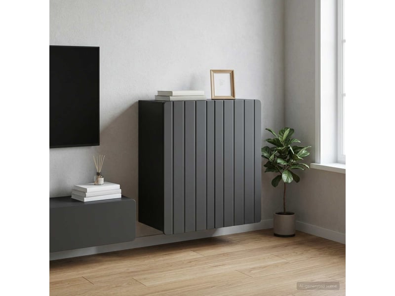  Armoire murale salon, meuble de rangement noir 59 x 31 x 64 cm bois d'ingénierie  - Conforama B