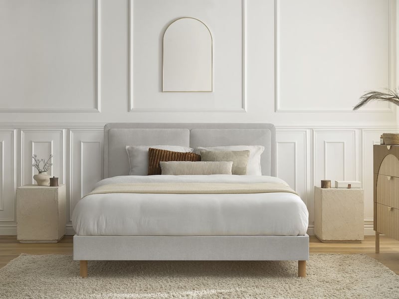  Bobochic lit mara tissu texturé avec lattes massives gris 160x200 MARA - Conforama B