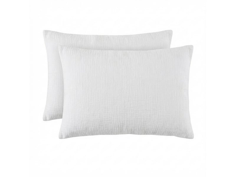  Lot 2 taies d'oreiller 50x70 cm gaze de coton - coton 57 fils blanc PD25493 - Conforama A