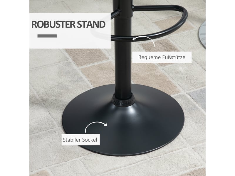Tabouret de bar pivotant et réglable en hauteur avec dossier capitonné, en simili cuir noir - Conforama E