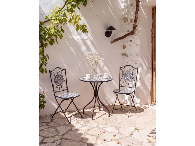  Lot de 2 chaises de jardin sirolo pliant métal blancbleu  - Conforama B