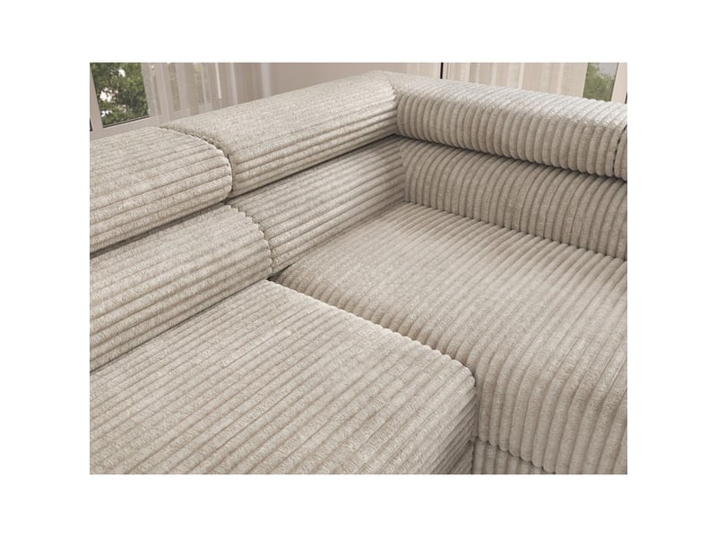  Canapé d'angle colesia convertible 5 places gris foncé velours côtelé – droit – 274x200cm  - Conforama D