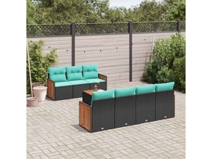 Vidaxl ensemble de canapé de jardin 8 pcs avec coussins noir résine tressée