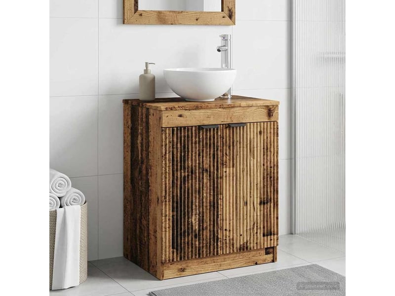  Armoire de salle de bain, meuble de rangement bois ancien 54x41x70 cm shl879  - Conforama B