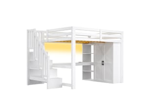 Lit mezzanine 140x200 cm <strong></strong>  <strong></strong> coloris blanc