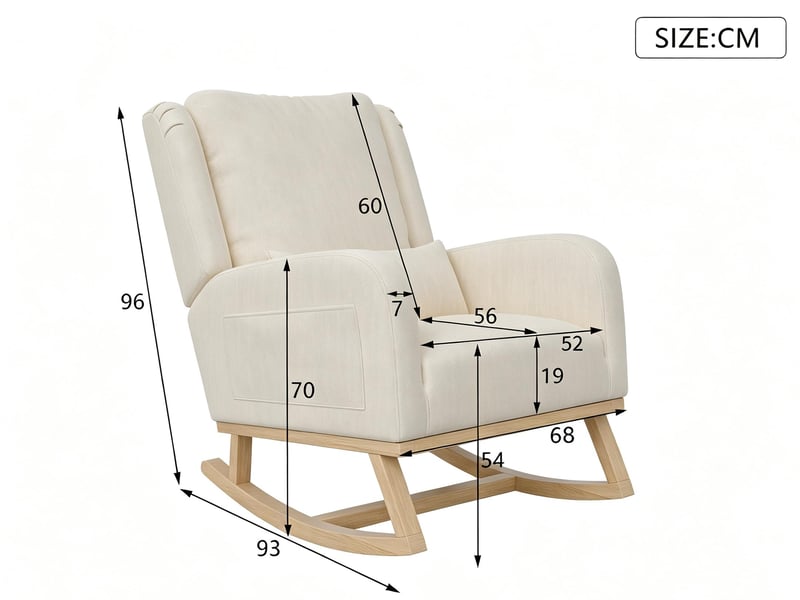  Fauteuil à bascule en lin et coton – fauteuil à bascule confortable – fauteuil à bascule pour se détendre à la maison – dossier rembourré – simple et polyvalent  - Conforama D
