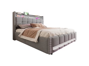 Lit coffre 160x200 cm    coloris gris