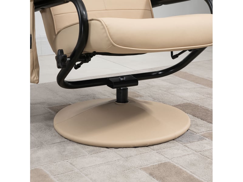  Fauteuil relax massant 77x84x95 cm – blanc crème – dossier inclinable, rotation 360° et repose-pieds  - Conforama D