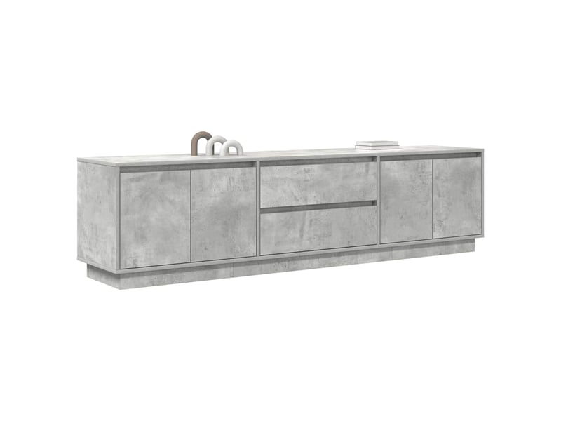  Meuble tv - banc tv - meuble de rangement avec lumières led gris béton 193,5x41x50 cm  - Conforama E