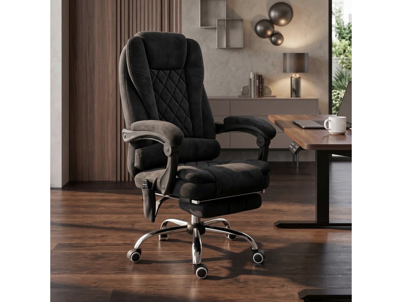  Fauteuil de bureau isolvay massant chauffant inclinable velours noir  - Conforama B