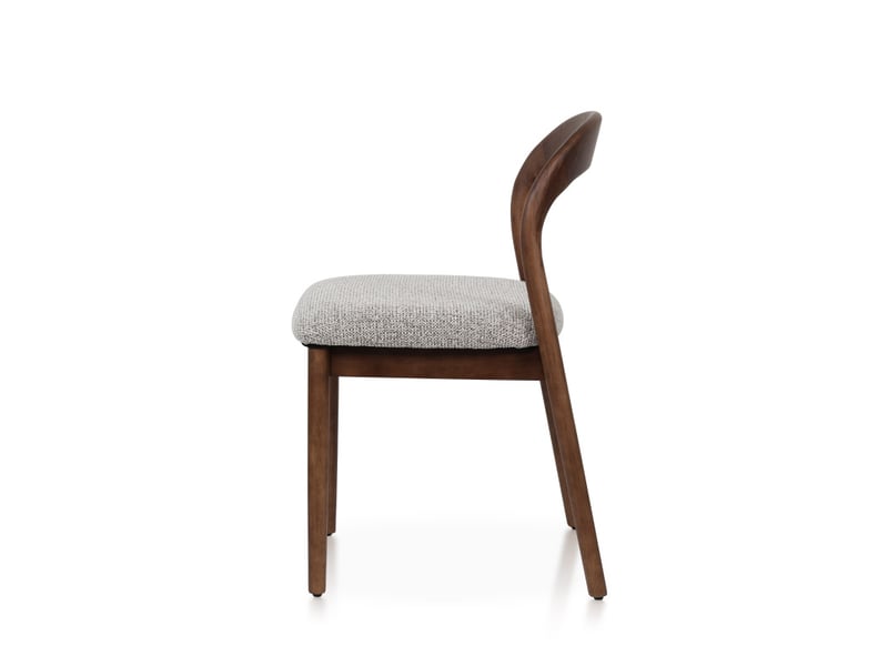  Lot de 2 chaises elena en bois d'hévéa et tissu chiné rembourré brun  - Conforama C