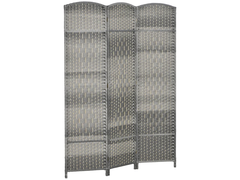  Paravent intérieur en bois 3 panneaux séparateur de pièce pliable pour salon chambre gris 135 x 180 cm  - Conforama A