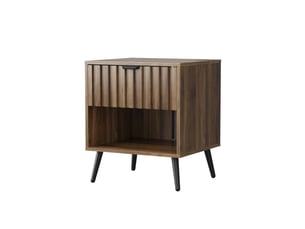 Table de chevet moderne, tiroir et niche ouverte, meuble de rangement chambre et salon, confortable, mdf, noyer et noir
