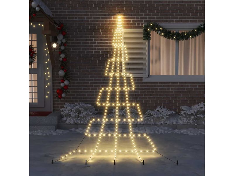  Arbre de noël, sapin de noël led avec piquets au sol blanc chaud 511 cm métal  - Conforama C
