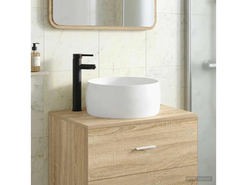  Lavabo avec robinet et évacuation noir mat 38.5x38.5x16 cm  - Conforama B