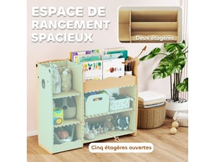 Meuble rangement enfant 3 niveaux, étagère de rangement pour jouets enfants avec étagères ouvertes, naturel, 92x29x79cm