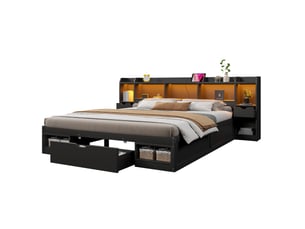 Lit avec rangement 180x200 cm <strong>SWEIKO</strong> <strong></strong> coloris noir