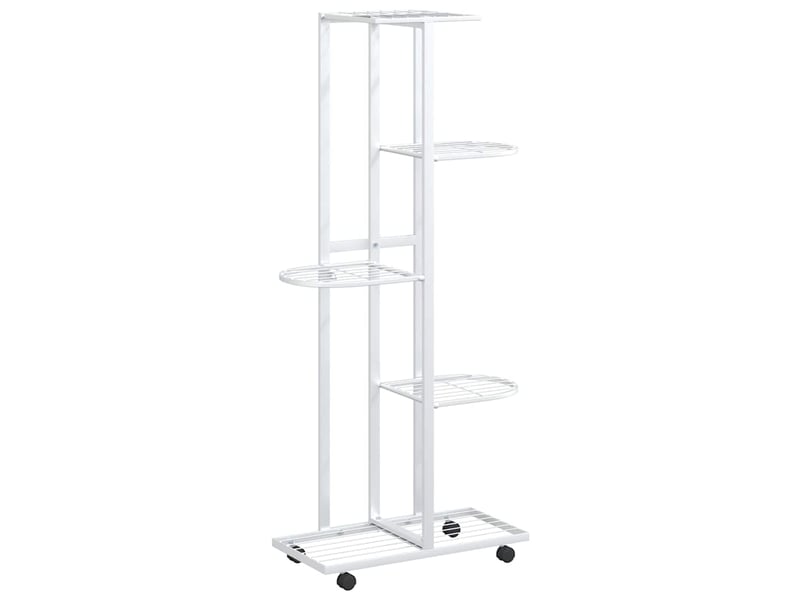  Jardinière - bac à fleurs à 5 niveaux avec roues 44x23x100 cm blanc fer  - Conforama A