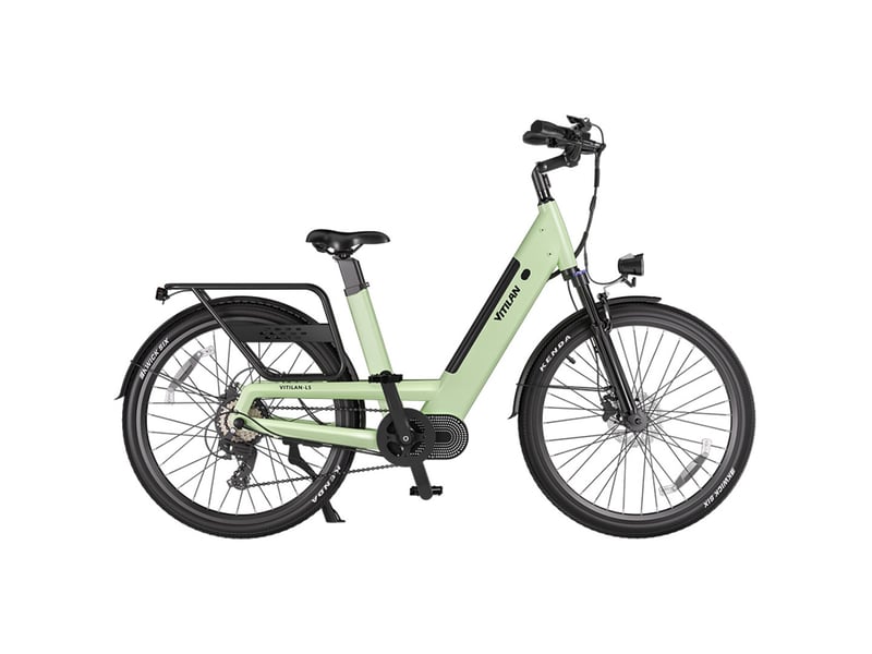  Vélo électrique vitilan l5,500w 48v 15ah,26*2,4 pneus larges kenda frein à disque hydraulique shimano 7 vitesses,vert  - Conforama B