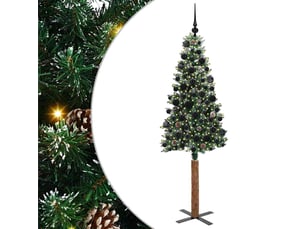 Sapin de noël, arbre de noël mince vert 180 cm pvc et bois de pin massif shl4449