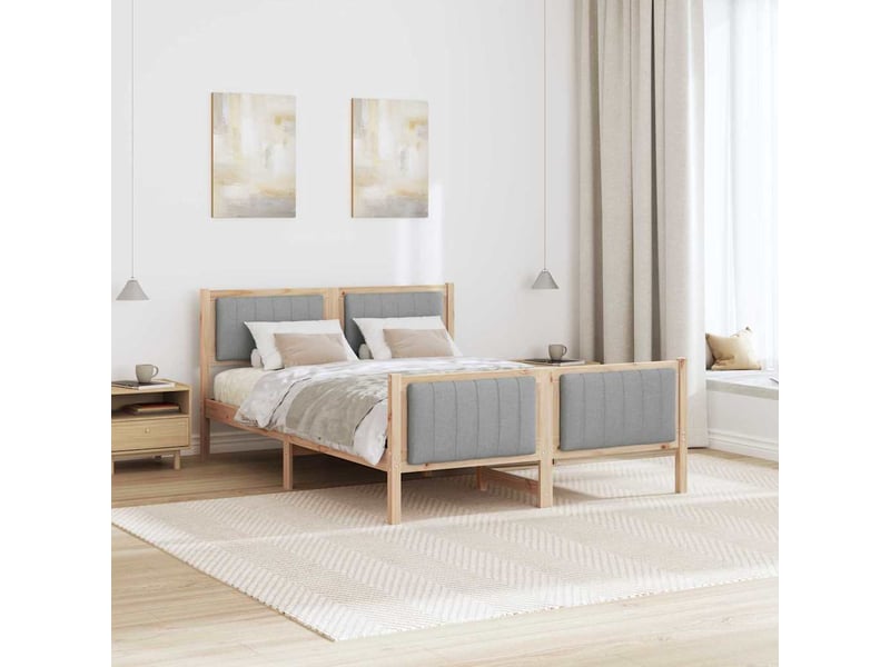  Lit double- lit adulte -  cadre de lit avec tête de lit marron et gris clair 135 x 190 cm  - Conforama C