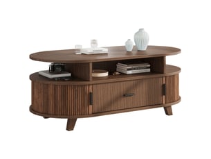 Table basse ovale coloris bois foncé WISHDOR  - 50 cmx100 cm