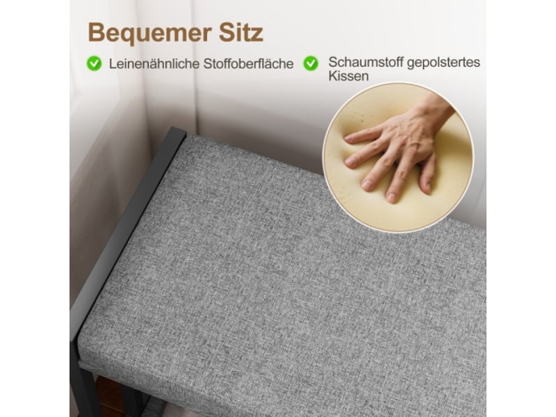  Banc à chaussures gris à 3 niveaux avec assise, rangement pour entrée, salon et chambre  - Conforama E