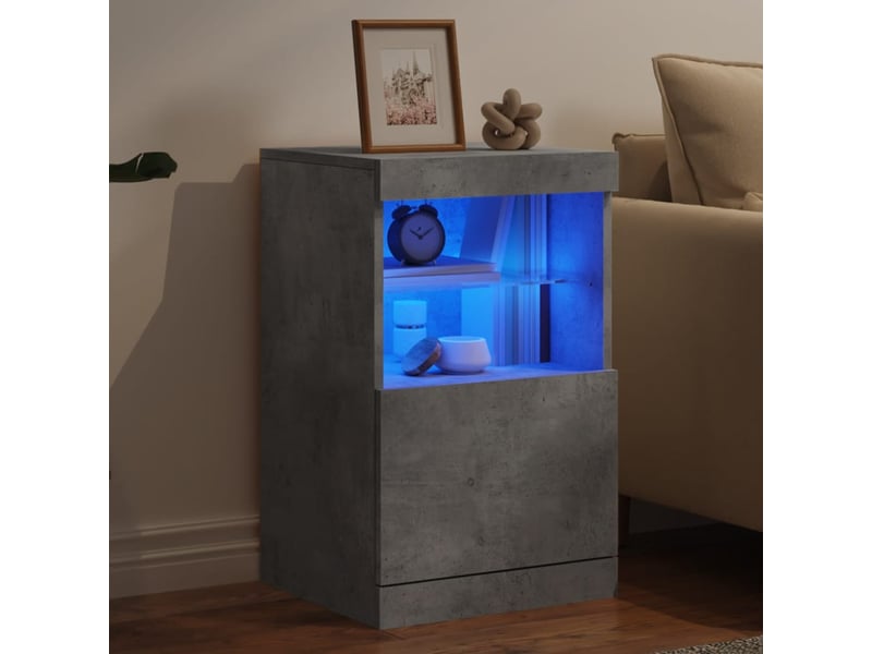 Buffet - bahut - meuble de rangement avec lumières led gris béton 41x37x67 cm - Conforama D