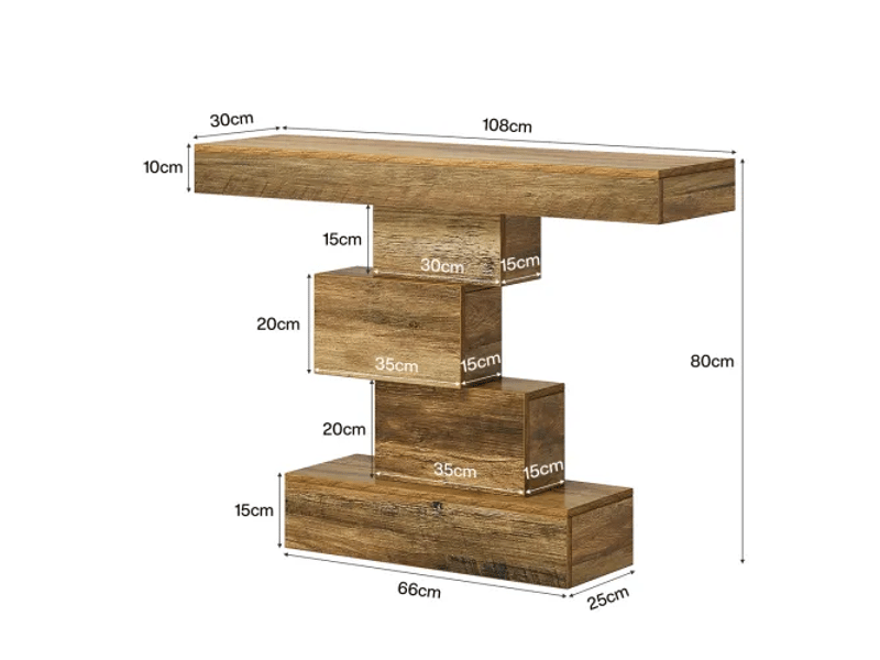  Table console, 108x30x80 cm, panneaux de particules e1, bois clair  - Conforama C