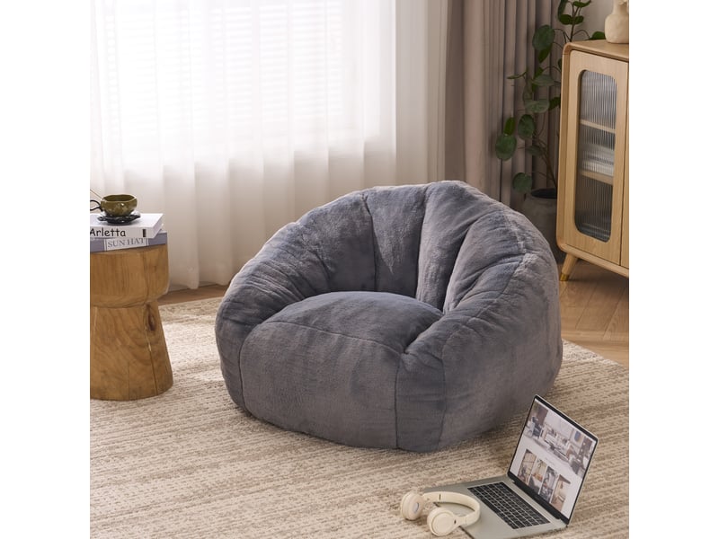  Pouf de sol en fausse fourrure gris clair 98 x 98 x 60 cm W5378P504662 - Conforama A