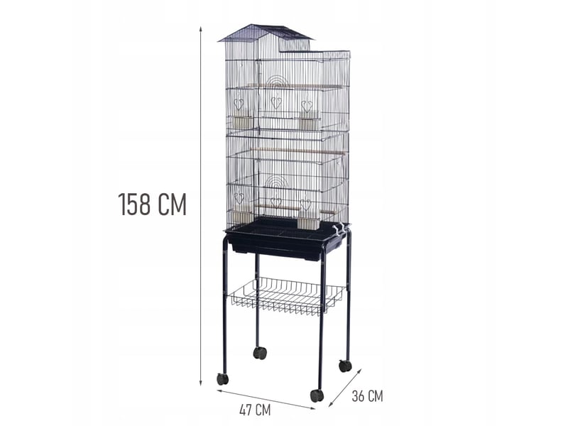  Grande cage-volière sur roulettes pour perroquets, canaris et oiseaux exotiques, en métal  - Conforama B