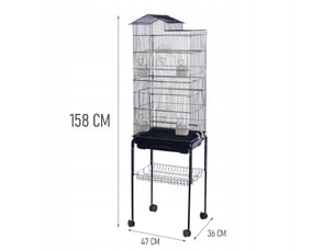 Grande cage-volière sur roulettes pour perroquets, canaris et oiseaux exotiques, en métal