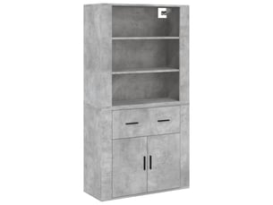 Buffet haut - bahut - meuble de rangement gris béton bois d'ingénierie