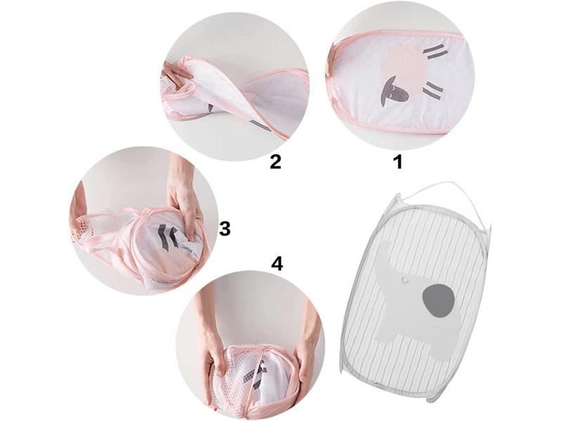  Panier à linge pliable avec poignée en maille à motifs de dessins animés pour les jouets et les chaussures des enfants  - Conforama C