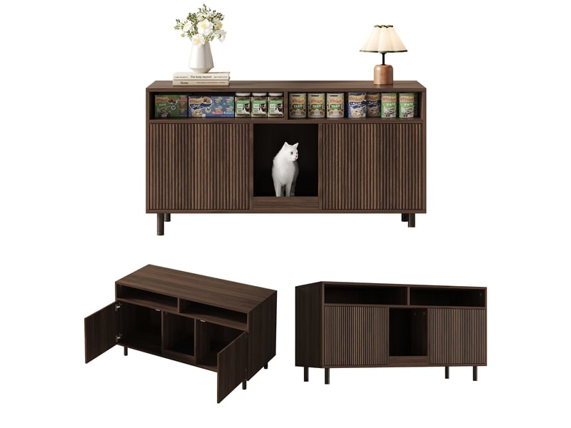  Meuble cache-litière avec rangement, maison de toilette discrète, noyer, 120 x 50 x 66 cm, mdf Fay Lum - Conforama D