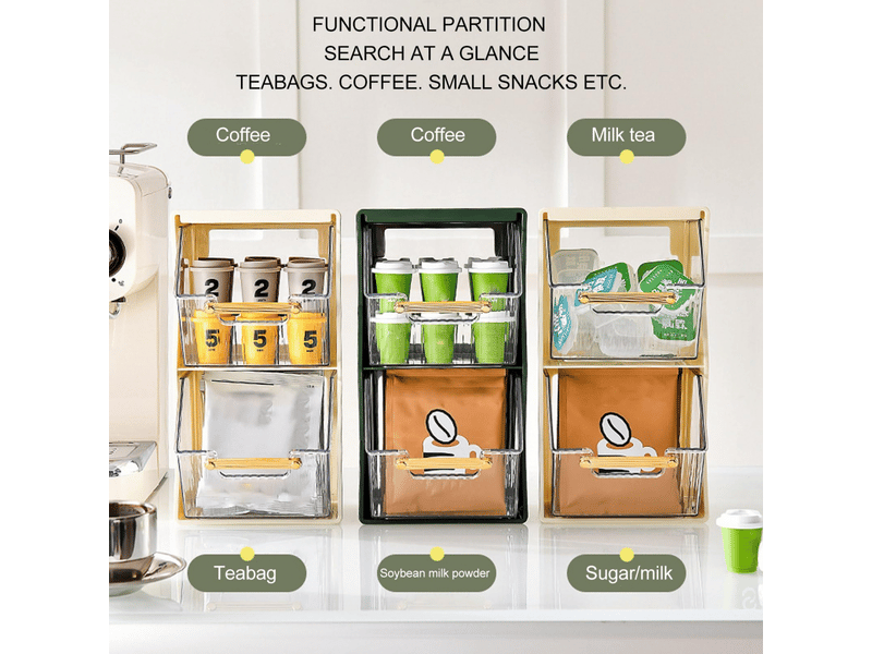 Boîte de rangement pour sachets de thé, rangement séparé, grande ouverture, magnifique organiseur pour capsules de café, sachets de thé, etc. - Conforama D